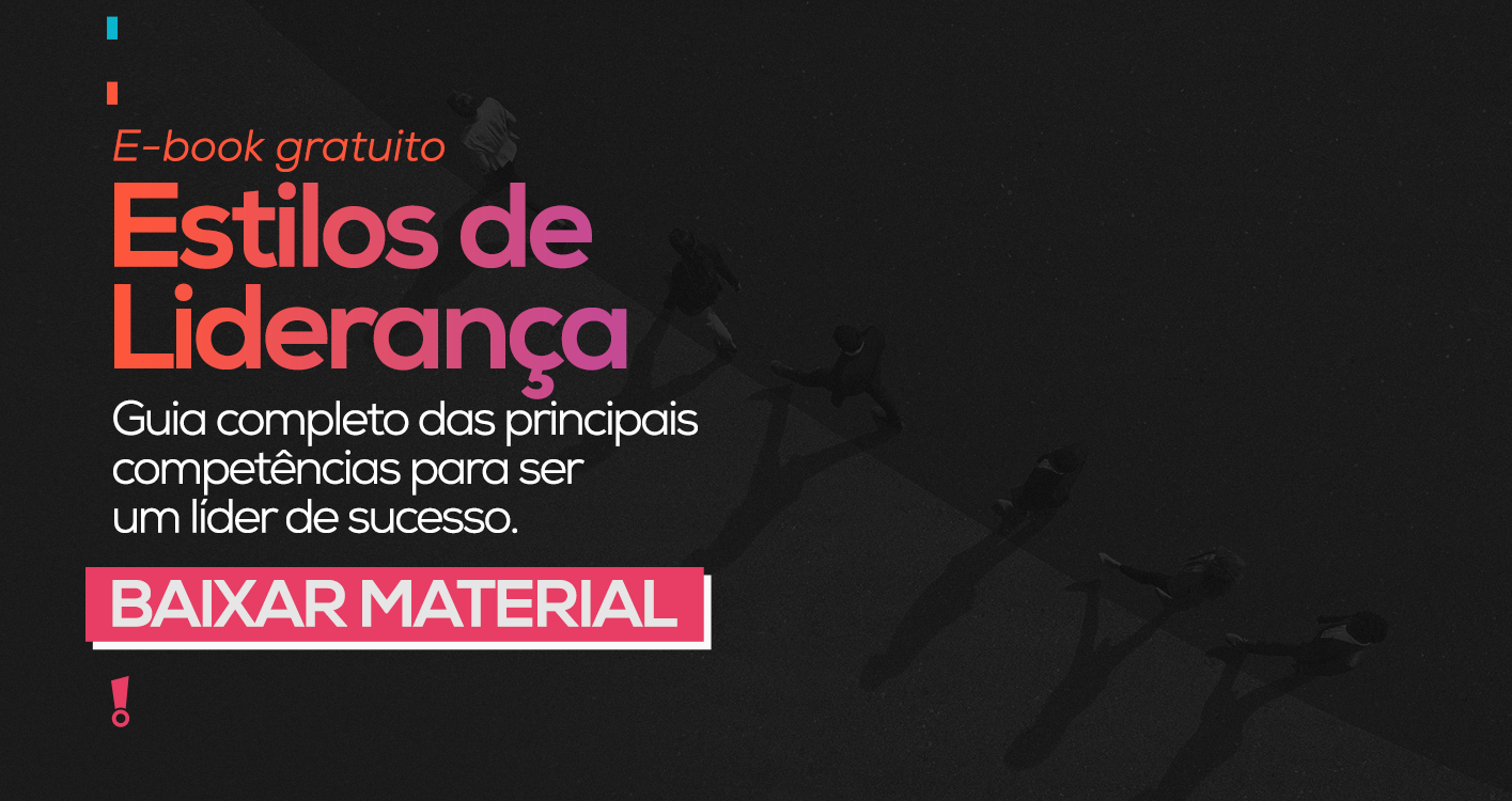 homens de terno enfileirados andando vistos de cima em fundo preto com o seguinte texto em rosa "E-book gratuito - Estilos de Liderança Guia completo das principais competências para ser um líder de sucesso!"